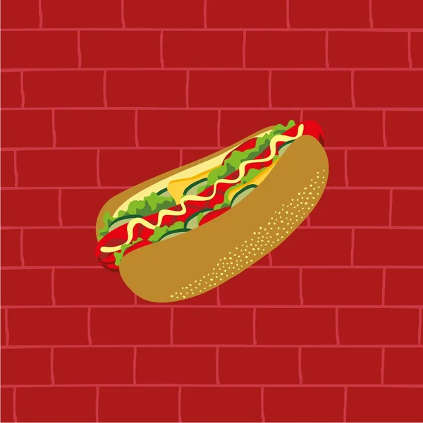 Hotdog fastfood tema — Vector de stock
