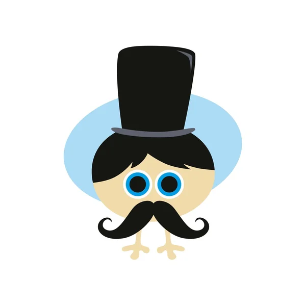 Mignon petit monstre avec moustache — Image vectorielle