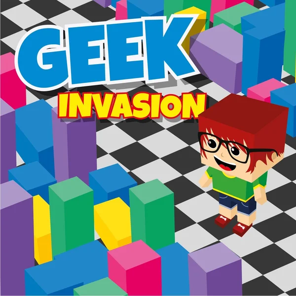 Geek Invasion Videospiel — Stockvektor