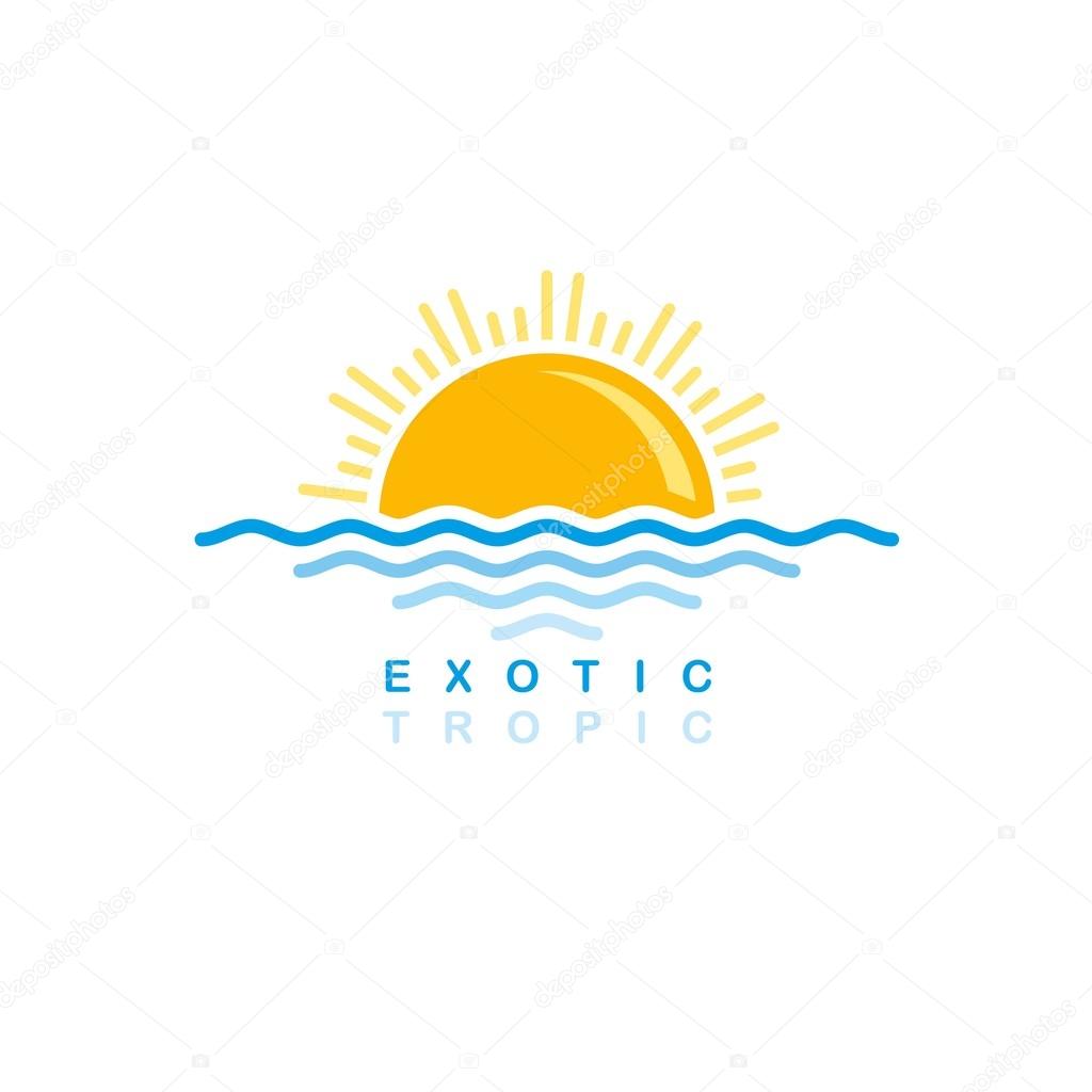 Sunset logo sign. Exotic tropic