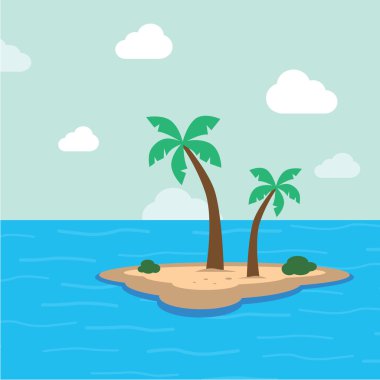 palmiye ağaçları ile ada