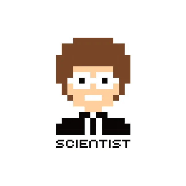 Pixel cientista professor avatar cara — Vetor de Stock