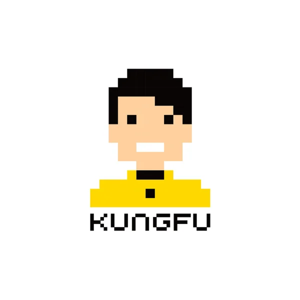 Pixel avatar kungfu kerel — Stockvector