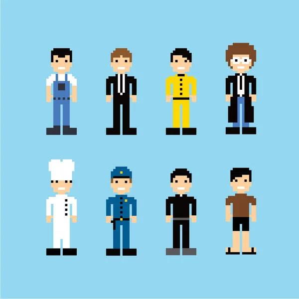 Pixel people avatar set — Stock Vector