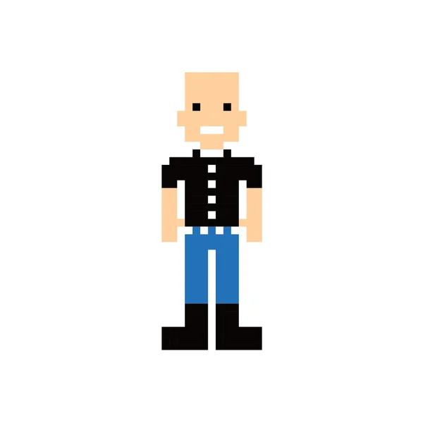 Pixel skinhead avatar kille — Stock vektor