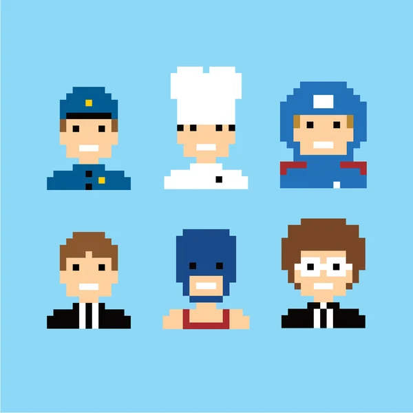 Pixel people avatar set — Stock Vector