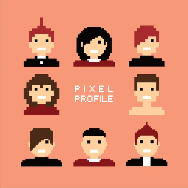 Pixel personas avatar conjunto — Vector de stock