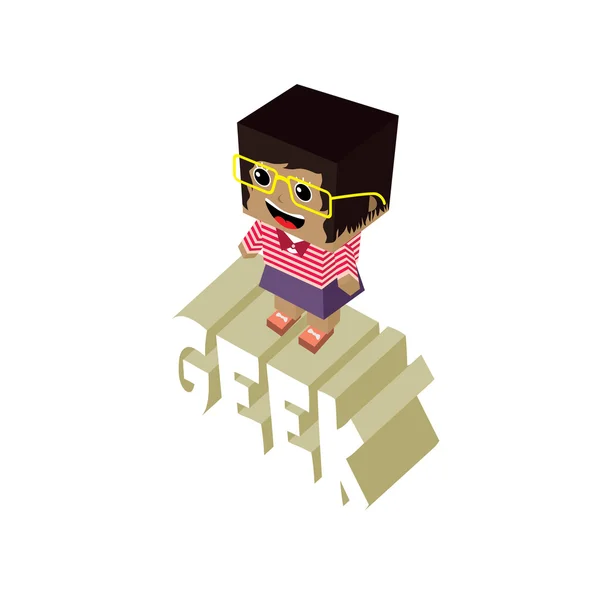 Personaje de dibujos animados mujer geek — Vector de stock