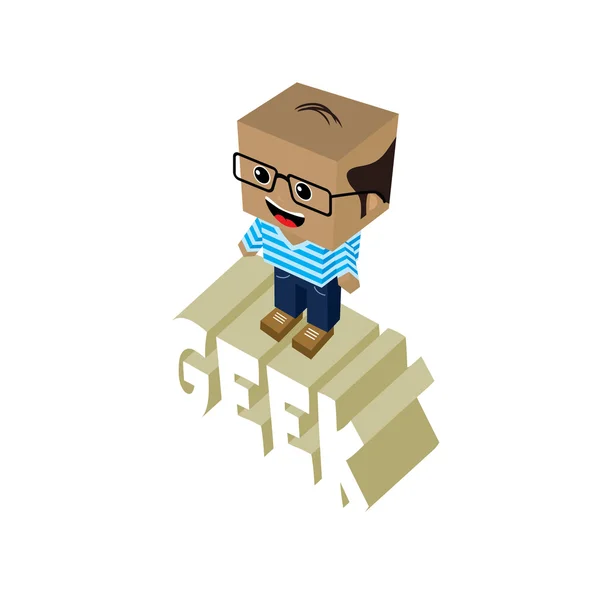 Mannelijke geek stripfiguur — Stockvector