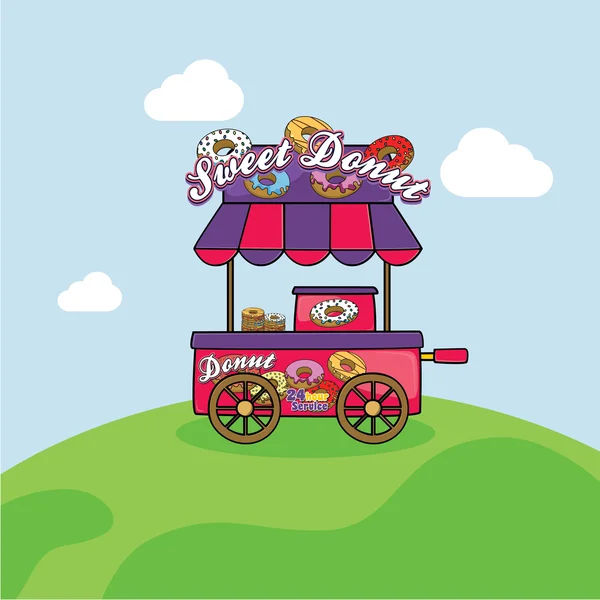 Cartoon food cart — Stock Vector