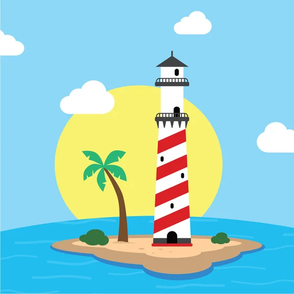 Пляжный маяк с видом на море — стоковый вектор
