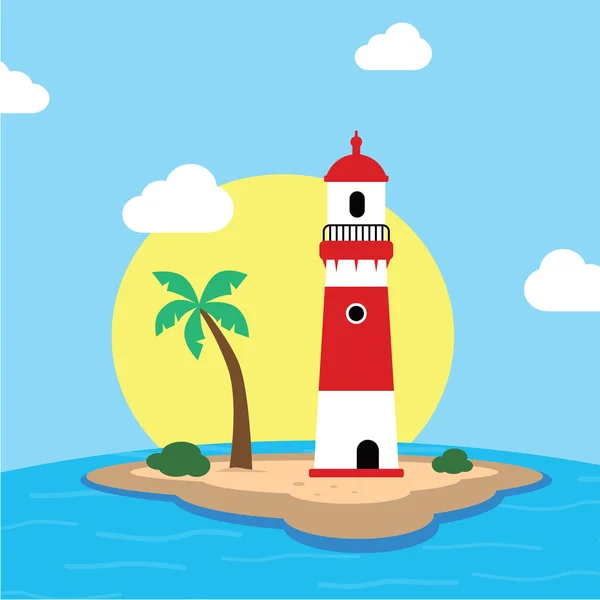 Beach lighthouse seashore view — Stock Vector