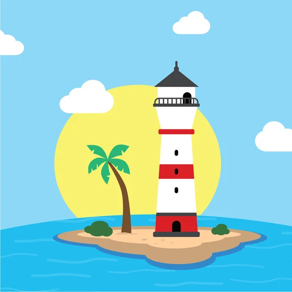 Beach lighthouse seashore view — Stock Vector
