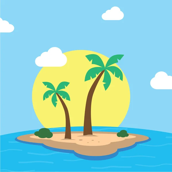 Island with palm trees — Stock Vector