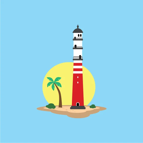 Пляжный маяк с видом на море — стоковый вектор