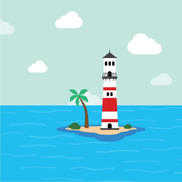 Beach lighthouse seashore view — Stock Vector