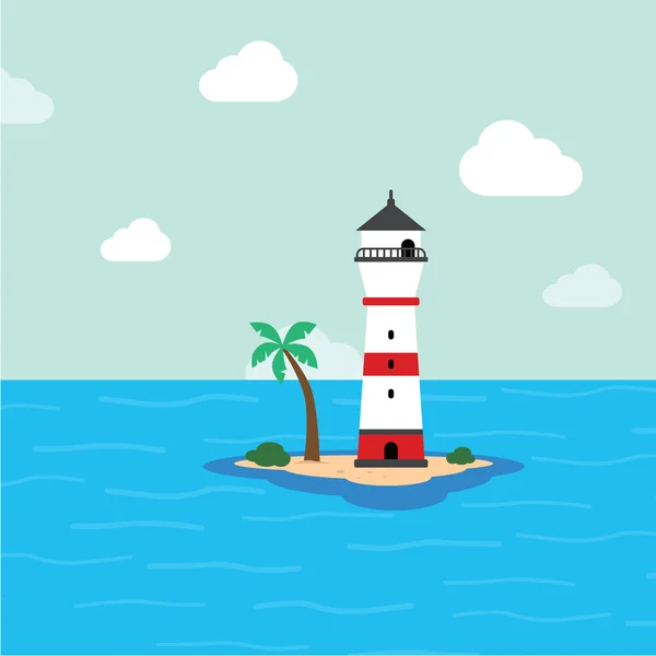 Beach lighthouse seashore view — Stock Vector