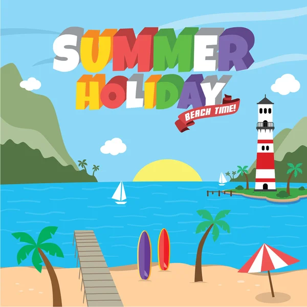 Summer holiday retro cartoon theme — Stock Vector