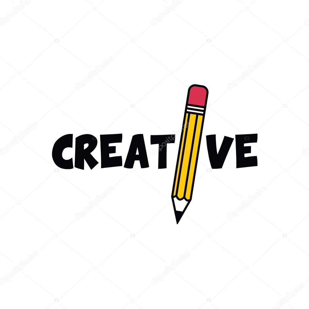 Pencil - creative logotype theme, vector illustration