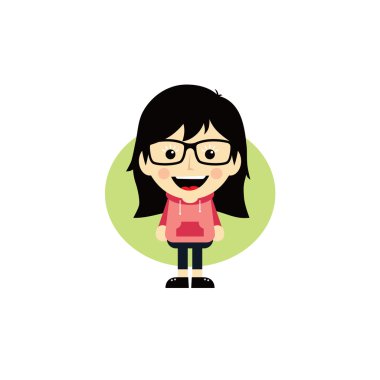 Geek çizgi film kız karakteri