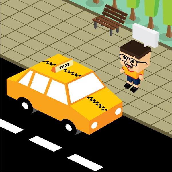 Cartoon theme isometric taxi — Stock Vector