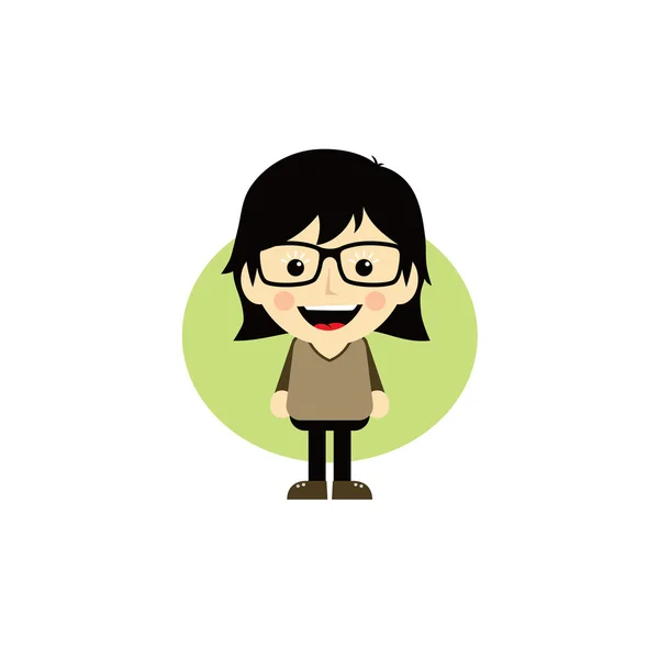 Geek dibujos animados chica carácter — Vector de stock