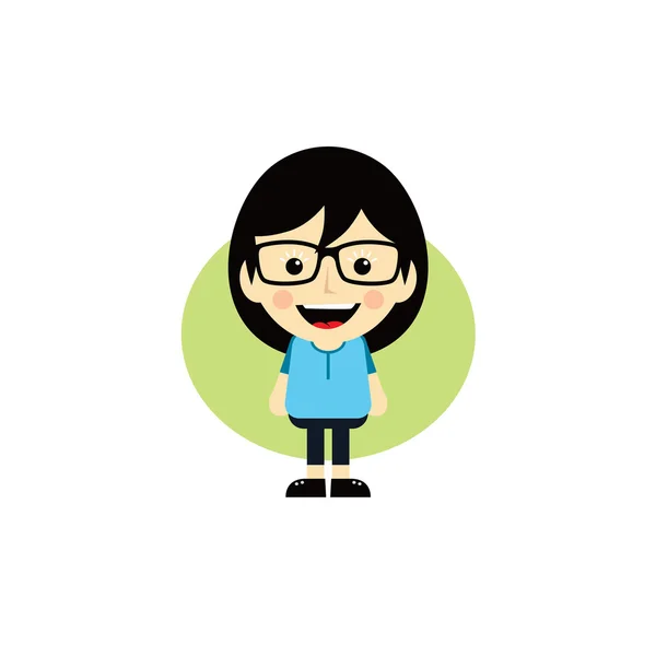 Geek desenho animado menina personagem — Vetor de Stock