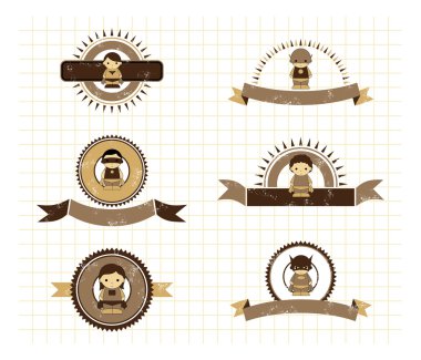 Vintage kahverengi etiket kahraman çocuklar 