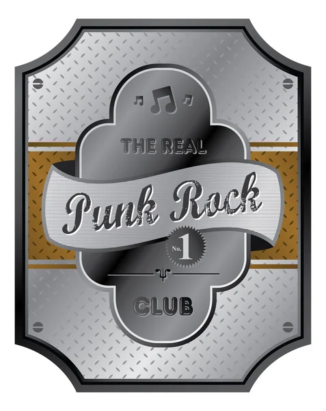 Punk rock silver label de musique — Image vectorielle