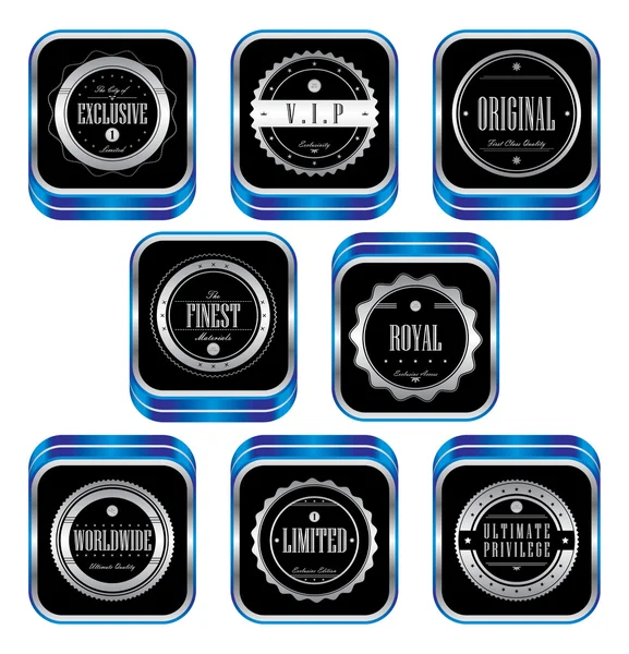 Product buttons labels metal plates — Stock Vector