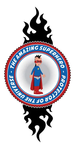 Etiqueta de superhéroe valiente — Archivo Imágenes Vectoriales