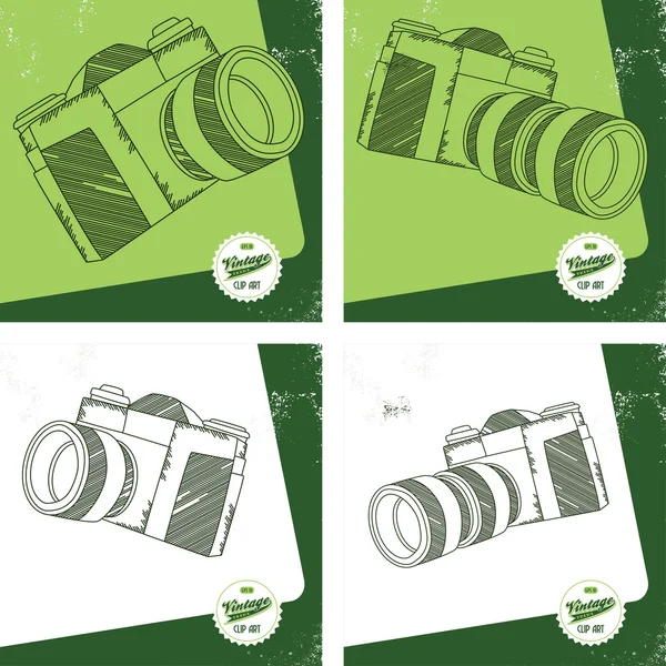 Lens reflect camera set — Stock Vector