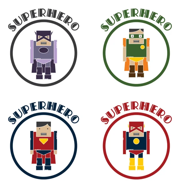 Conjunto de dibujos animados superhéroe — Vector de stock
