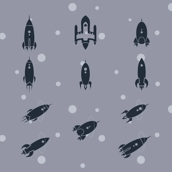 Retro space rockets — Stock Vector