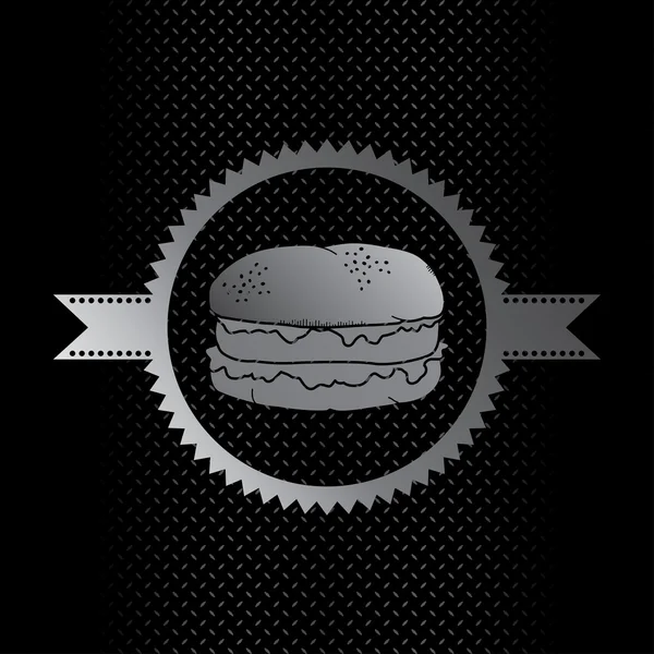 Burger etikett metal tema — Stock vektor