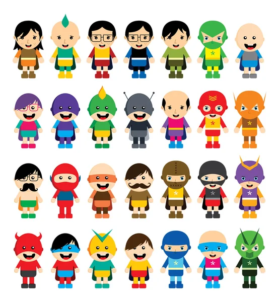 Cartoon superhero set — Stock Vector