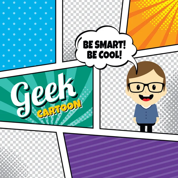 Geek personaje de dibujos animados — Vector de stock
