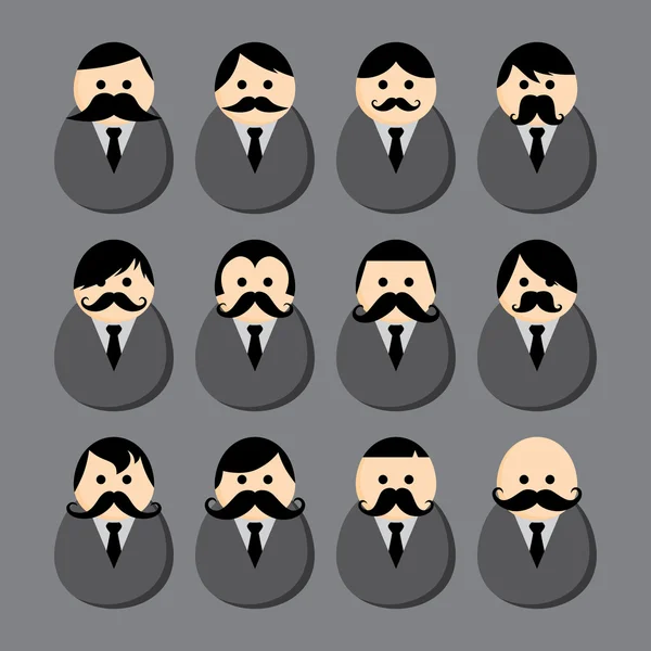 Guy with mustache set — Stock Vector