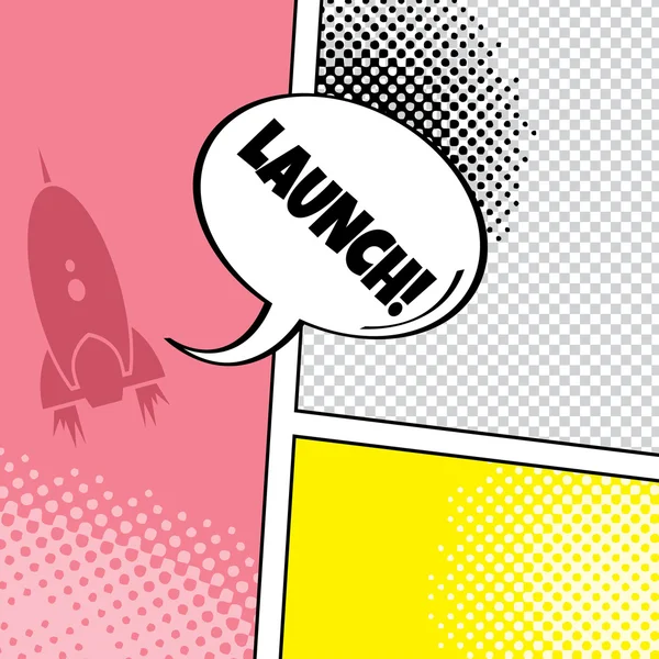 Comic rocket banner — Stock Vector