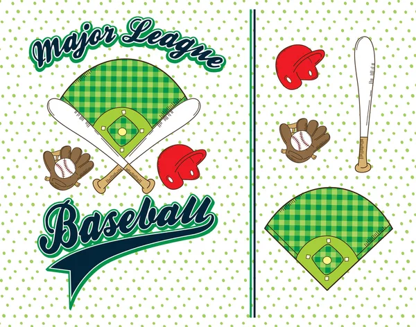 Groene thema de pictogrammen van de Liga van de honkbal — Stockvector