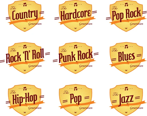 Various music labels set — Stock Vector