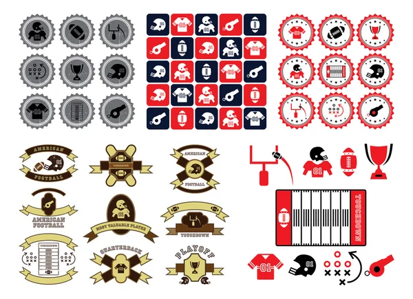Tüm Amerikan futbolu simgeleri — Stok Vektör