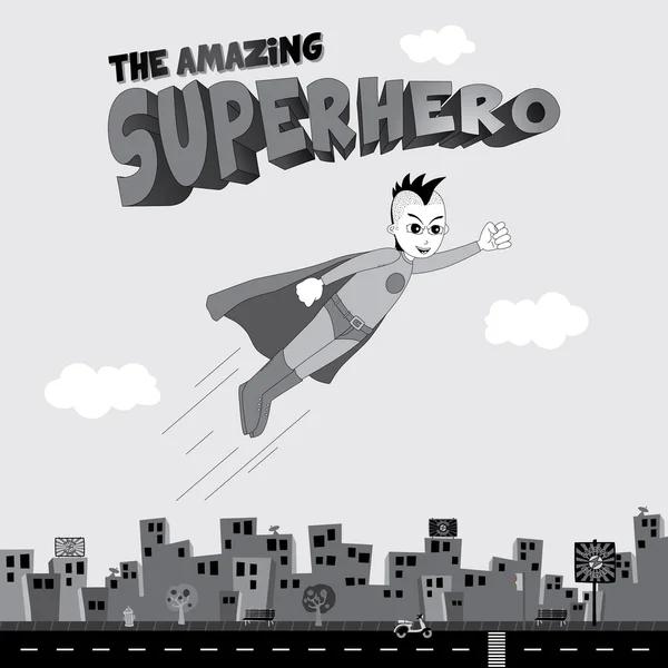 Comic cute superhero — Stock Vector