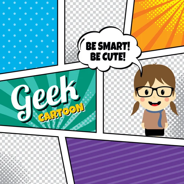 Geek kreslená postavička — Stockový vektor
