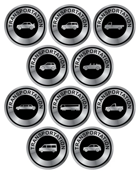 Boutons métalliques argentés voiture — Image vectorielle