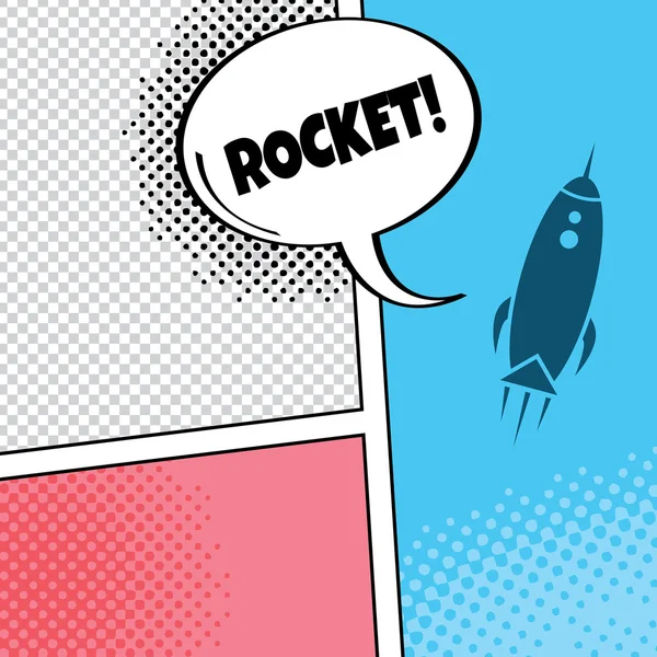 Comic rocket banner — Stock Vector
