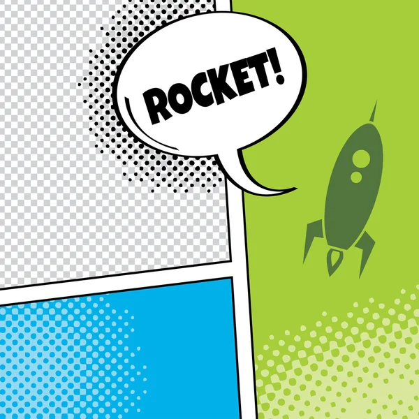 Comic rocket banner — Stock Vector