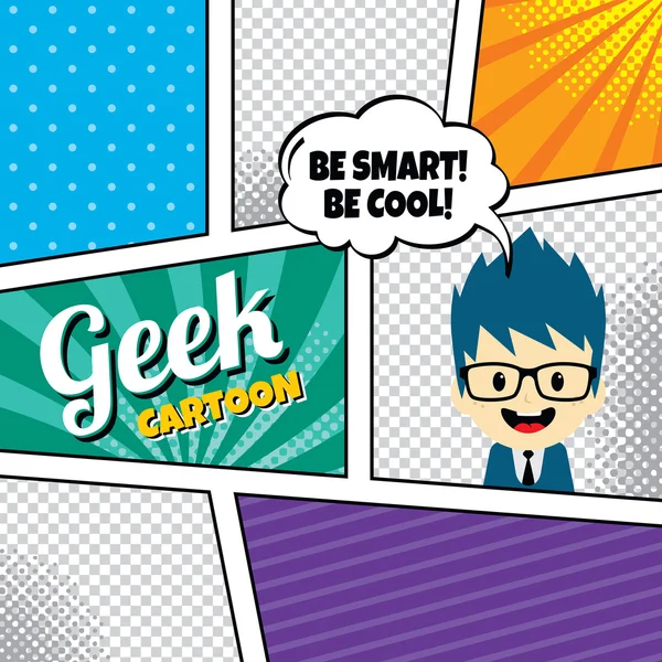 Geek personaj desene animate — Vector de stoc