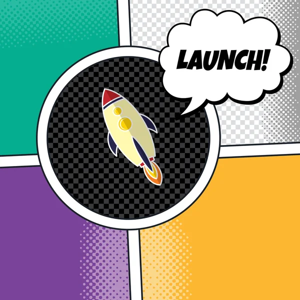 Comic rocket banner — Stock Vector