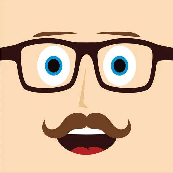 Face avatar with glassess — Stock Vector